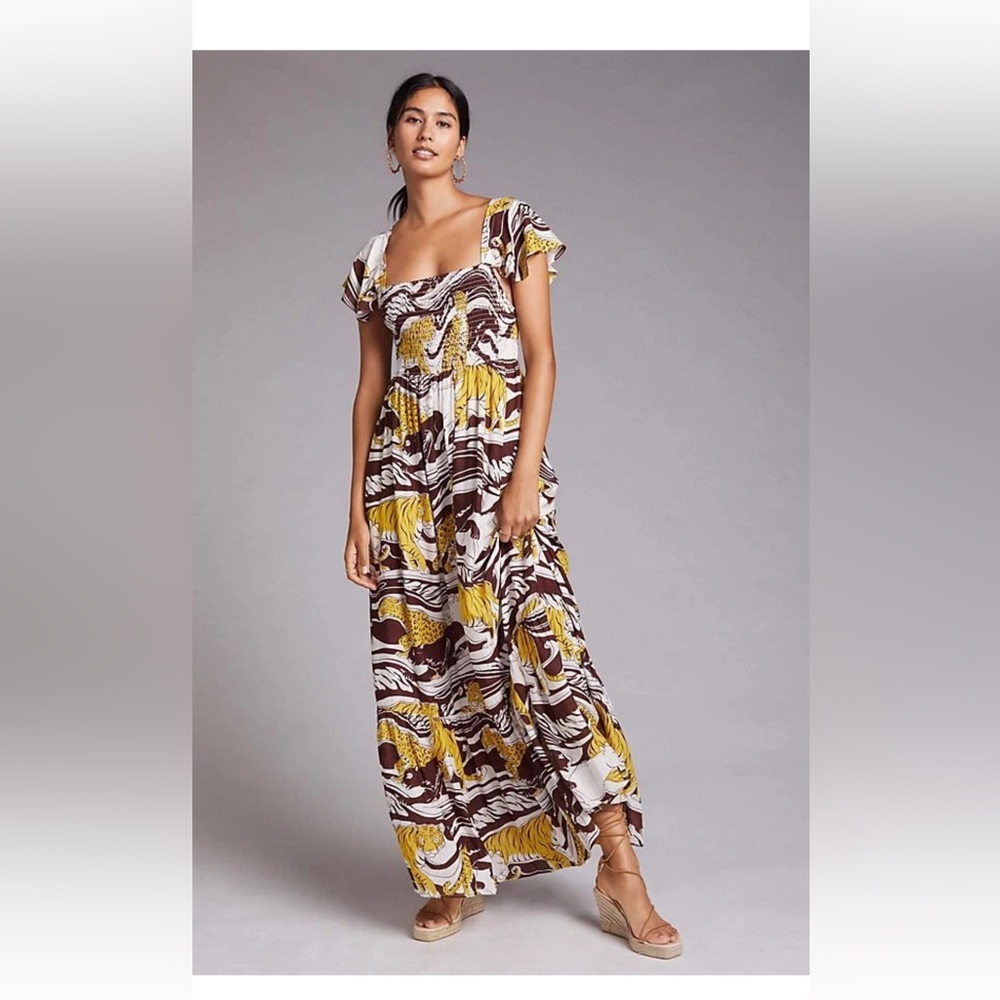 Anthropologie Maxi Dress - Tiger, Jaguar Print